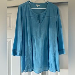J. Jill Light Blue 3/4 Sleeve Tunic